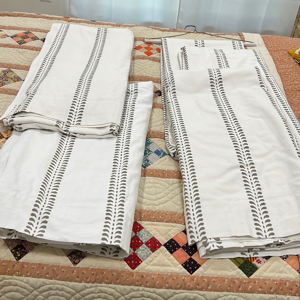 Ballard Design Drapes - Lined Cotton - Hemmed linning - Pull-thru pole or hooks